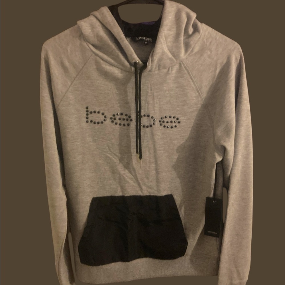 Bebe Gray and Black Sweater with Two-Tone Design
